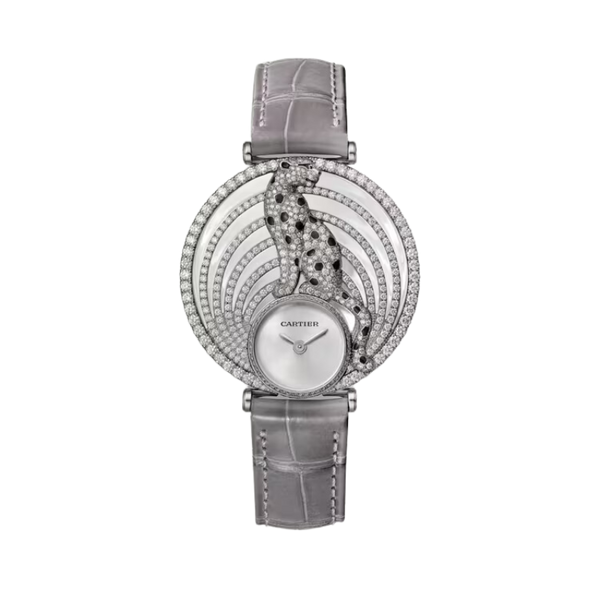 PANTHERE ROYALE DE CARTIER 36 MM RHODIUMIZED 18K WHITE GOLD WITH SILVER SUNRAY EFFECT DIAL