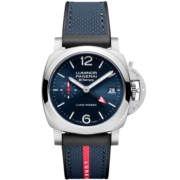 LUMINOR QUARANTA BITEMPO LUNA ROSSA PAM01404 40 MM STAINLESS STEEL WITH BLUE DIAL