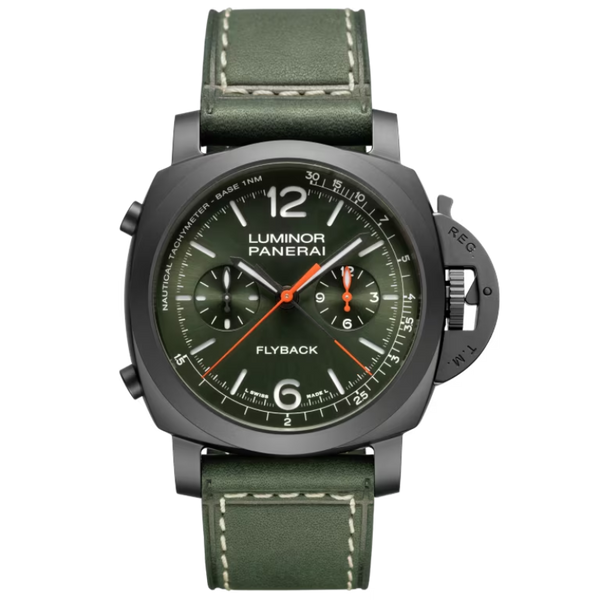 LUMINOR CHRONO FLYBACK PAM01498 44 MM CERAMIC WITH GREEN DIAL