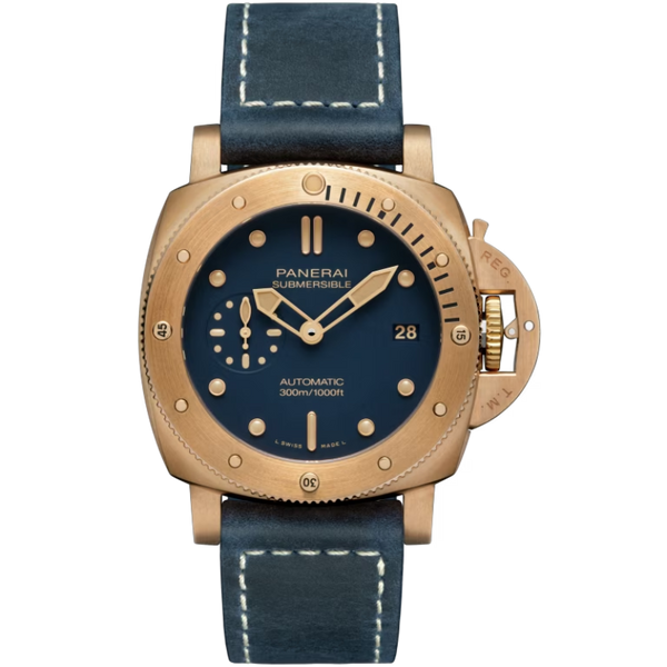 SUBMERSIBLE BRONZO BLU ABISSO PAM01074 42 MM BRONZE WITH BLUE DIAL