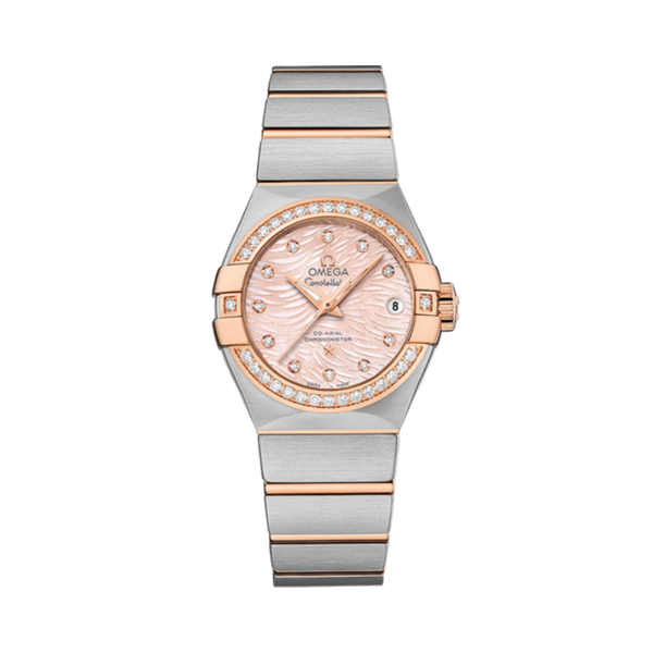 CONSTELLATION 27 MM STAINLESS STEEL - RED GOLD WITH PINK MOTHER OF PEARL DIAL