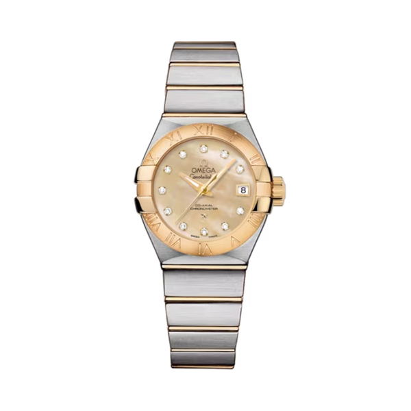 CONSTELLATION 27 MM STAINLESS STEEL - YELLOW GOLD WITH YELLOW MOTHER OF PEARL DIAL