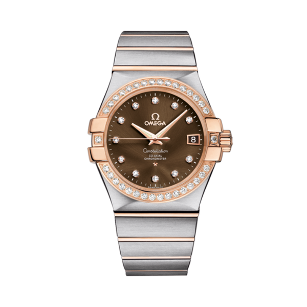 CONSTELLATION 35 MM STAINLESS STEEL - RED GOLD WITH BROWN DIAL