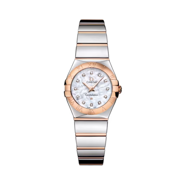 CONSTELLATION 24 MM STAINLESS STEEL - RED GOLD WITH MOTHER OF PEARL DIAL