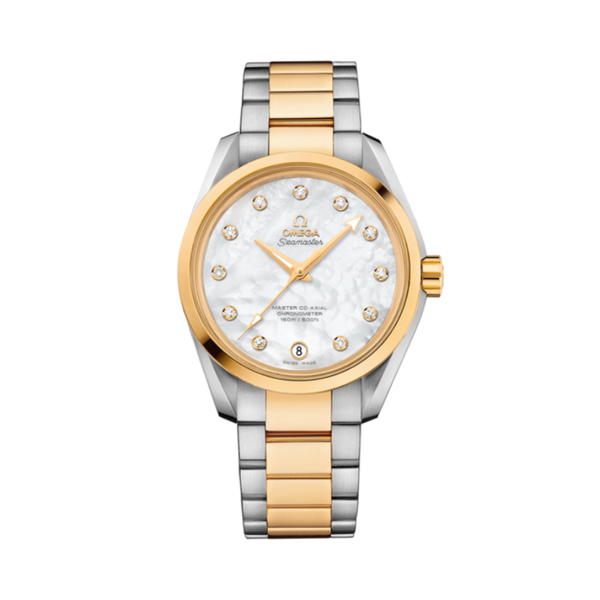 SEAMASTER AQUA TERRA 150M 38 MM STAINLESS STEEL - YELLOW GOLD WITH MOTHER OF PEARL DIAL