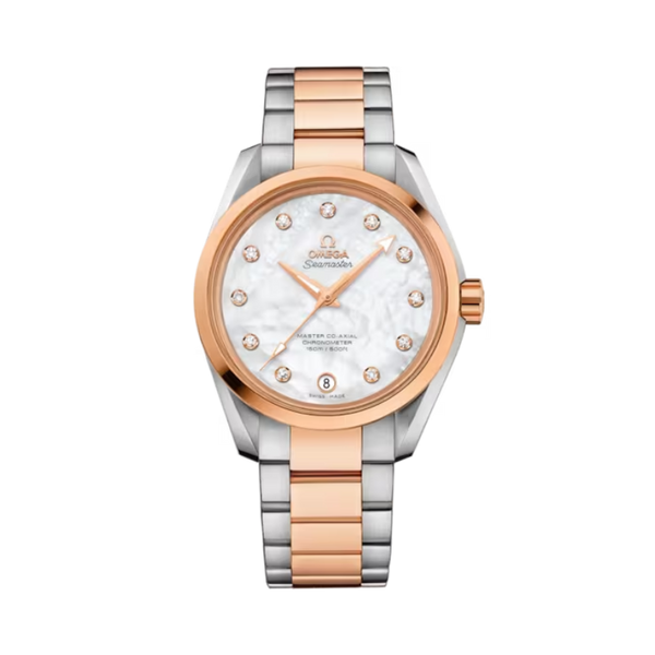 SEAMASTER AQUA TERRA 150M 38 MM STAINLESS STEEL - RED GOLD WITH MOTHER OF PEARL DIAL