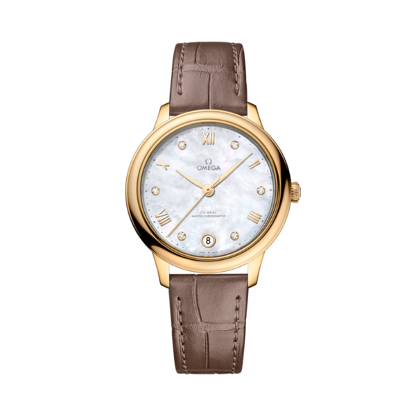 DE VILLE PRESTIGE 34 MM YELLOW GOLD WITH MOTHER OF PEARL DIAL