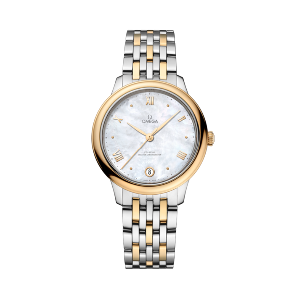 DE VILLE PRESTIGE 34 MM STAINLESS STEEL - YELLOW GOLD WITH MOTHER OF PEARL DIAL
