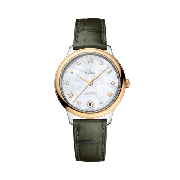 DE VILLE PRESTIGE 34 MM STAINLESS STEEL - YELLOW GOLD WITH MOTHER OF PEARL DIAL