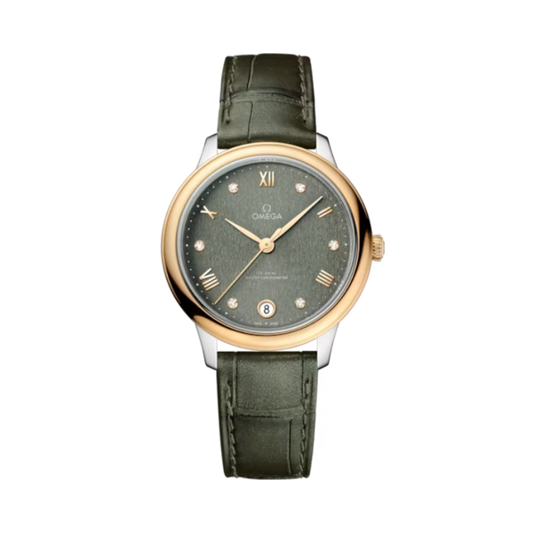 DE VILLE PRESTIGE 34 MM STAINLESS STEEL - YELLOW GOLD WITH GREEN DIAL