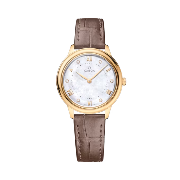 DE VILLE PRESTIGE 30 MM YELLOW GOLD WITH MOTHER OF PEARL DIAL