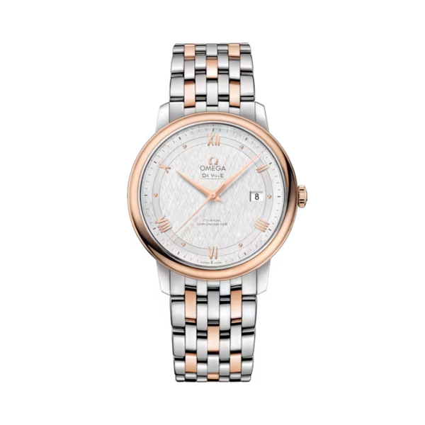 DE VILLE PRESTIGE 39 MM STAINLESS STEEL - RED GOLD WITH SILVER DIAL