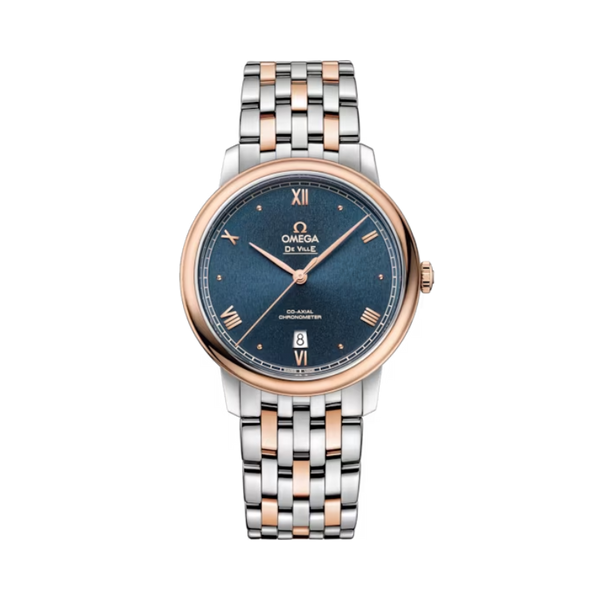 DE VILLE PRESTIGE 39 MM STAINLESS STEEL - RED GOLD WITH BLUE DIAL