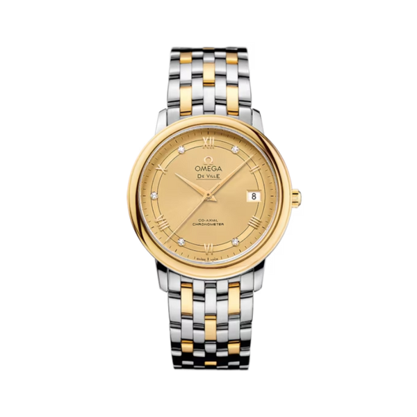DE VILLE PRESTIGE 37 MM STAINLESS STEEL - YELLOW GOLD WITH YELLOW DIAL