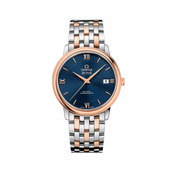 DE VILLE PRESTIGE 37 MM STAINLESS STEEL - RED GOLD WITH BLUE DIAL
