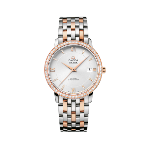 DE VILLE PRESTIGE 37 MM STAINLESS STEEL - RED GOLD WITH SILVER DIAL