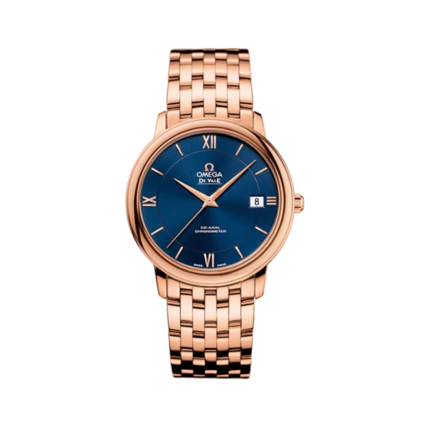 DE VILLE PRESTIGE 37 MM RED GOLD WITH BLUE DIAL
