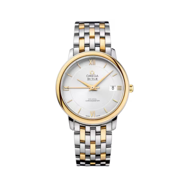 DE VILLE PRESTIGE 37 MM STAINLESS STEEL - YELLOW GOLD WITH SILVER DIAL