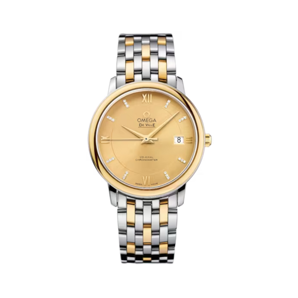 DE VILLE PRESTIGE 37 MM STAINLESS STEEL - YELLOW GOLD WITH YELLOW DIAL