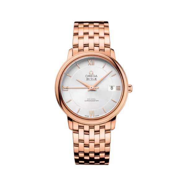 DE VILLE PRESTIGE 37 MM RED GOLD WITH SILVER DIAL