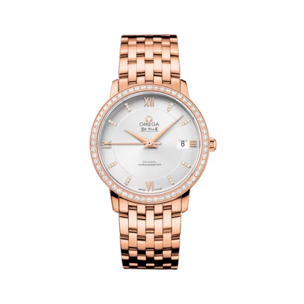 DE VILLE PRESTIGE 37 MM RED GOLD WITH SILVER DIAL