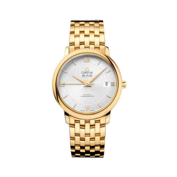 DE VILLE PRESTIGE 37 MM YELLOW GOLD WITH SILVER DIAL