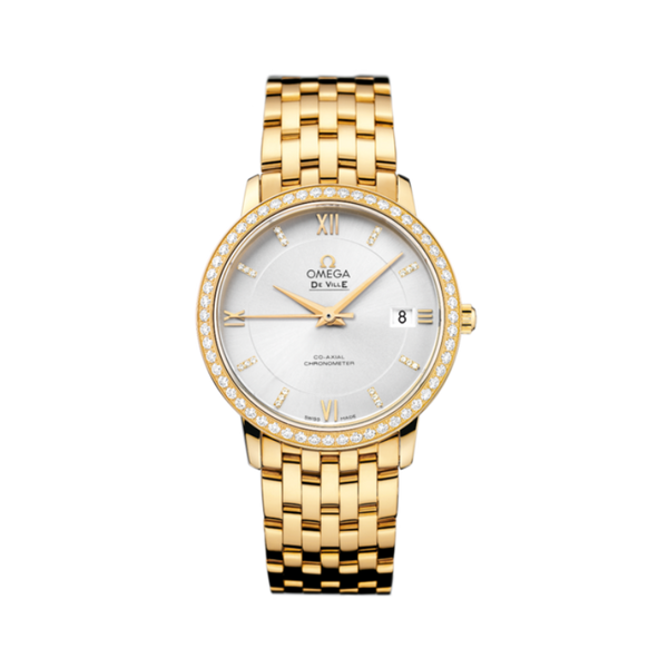 DE VILLE PRESTIGE 37 MM YELLOW GOLD WITH SILVER DIAL