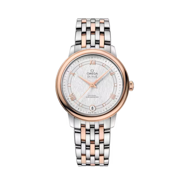 DE VILLE PRESTIGE 33 MM STAINLESS STEEL - RED GOLD WITH SILVER DIAL