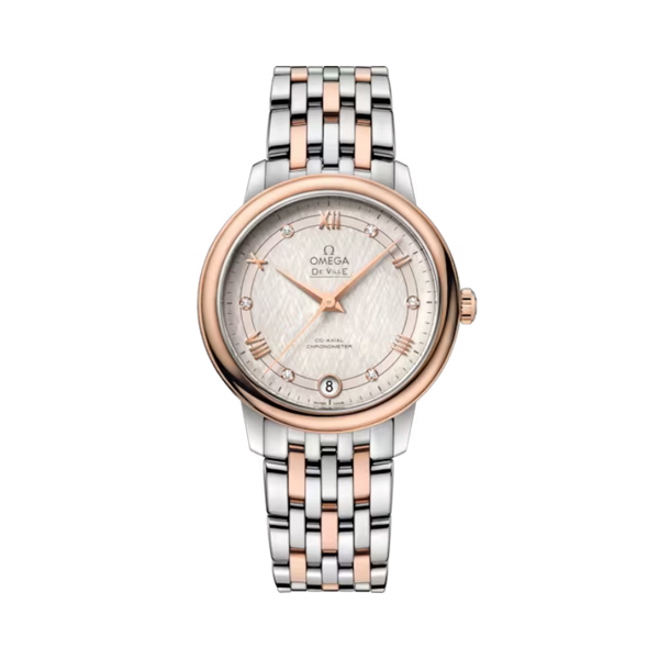 DE VILLE PRESTIGE 33 MM STAINLESS STEEL - RED GOLD WITH SILVER DIAL