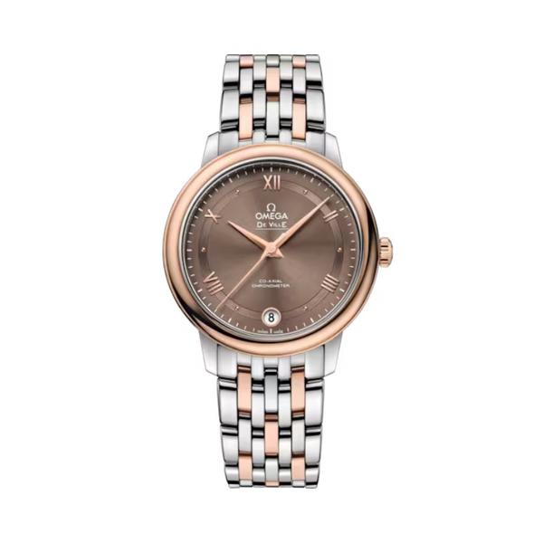 DE VILLE PRESTIGE 33 MM STAINLESS STEEL - RED GOLD WITH BROWN DIAL