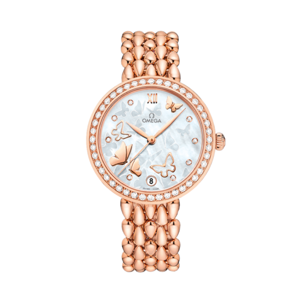 DE VILLE PRESTIGE DEWDROP 33 MM RED GOLD WITH MOTHER OF PEARL DIAL
