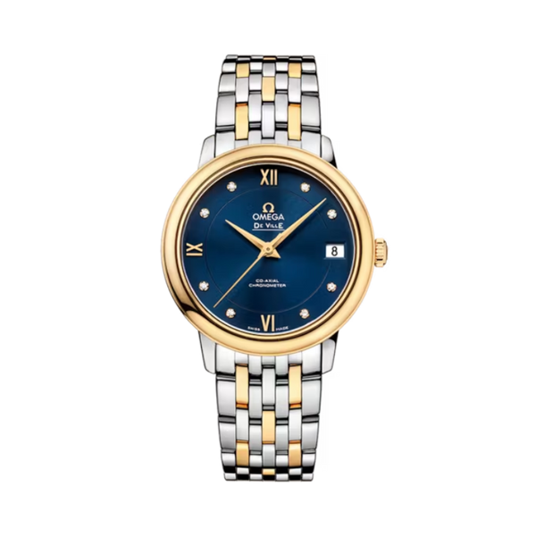 DE VILLE PRESTIGE 33 MM STAINLESS STEEL - YELLOW GOLD WITH BLUE DIAL