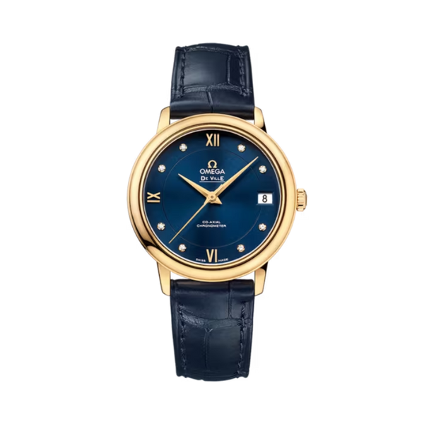 DE VILLE PRESTIGE 33 MM YELLOW GOLD WITH BLUE DIAL