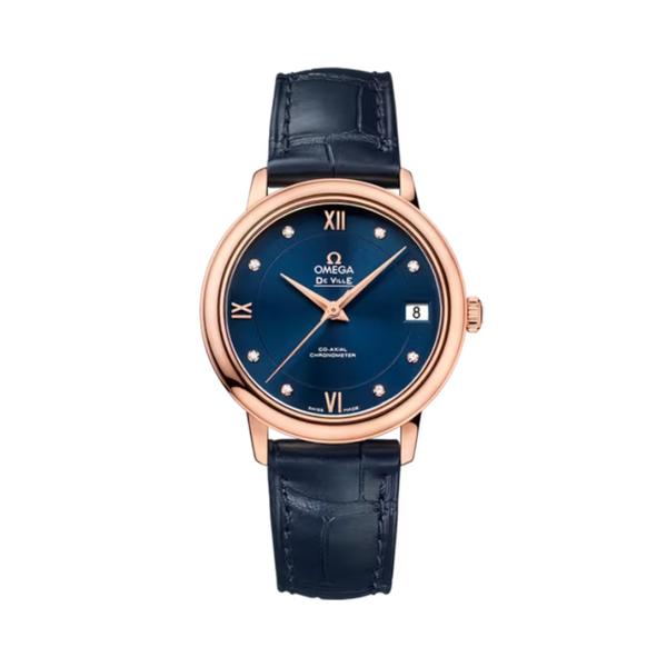 DE VILLE PRESTIGE 33 MM RED GOLD WITH BLUE DIAL