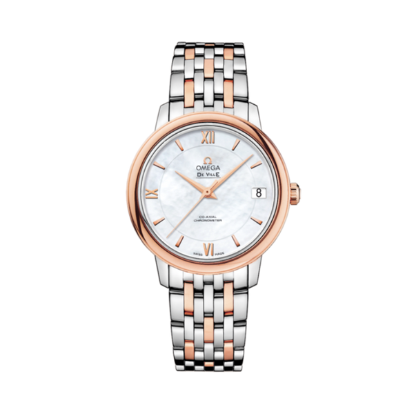 DE VILLE PRESTIGE 33 MM STAINLESS STEEL - RED GOLD WITH MOTHER OF PEARL DIAL