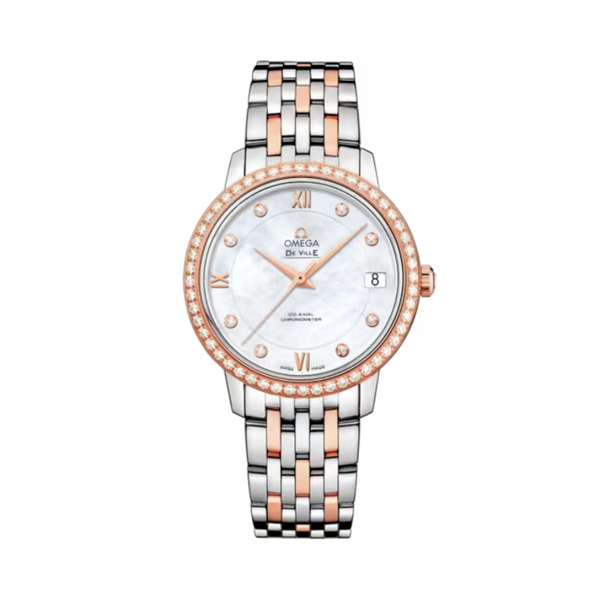 DE VILLE PRESTIGE 33 MM STAINLESS STEEL - RED GOLD WITH MOTHER OF PEARL DIAL