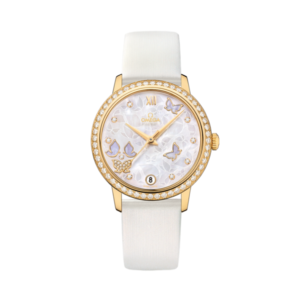 DE VILLE PRESTIGE BUTTERFLY 33 MM YELLOW GOLD WITH MOTHER OF PEARL DIAL