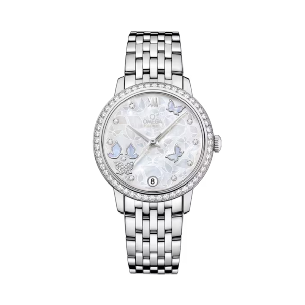 DE VILLE PRESTIGE BUTTERFLY 33 MM WHITE GOLD WITH MOTHER OF PEARL DIAL