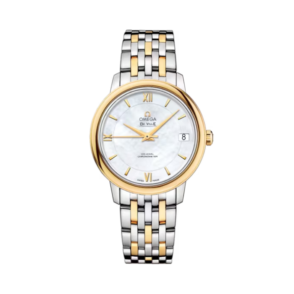DE VILLE PRESTIGE 33 MM STAINLESS STEEL - YELLOW GOLD WITH MOTHER OF PEARL DIAL