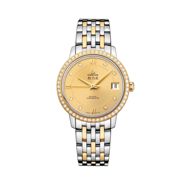 DE VILLE PRESTIGE 33 MM STAINLESS STEEL - YELLOW GOLD WITH YELLOW DIAL