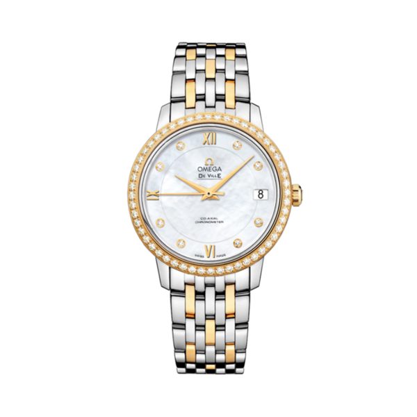 DE VILLE PRESTIGE 33 MM STAINLESS STEEL - YELLOW GOLD WITH MOTHER OF PEARL DIAL