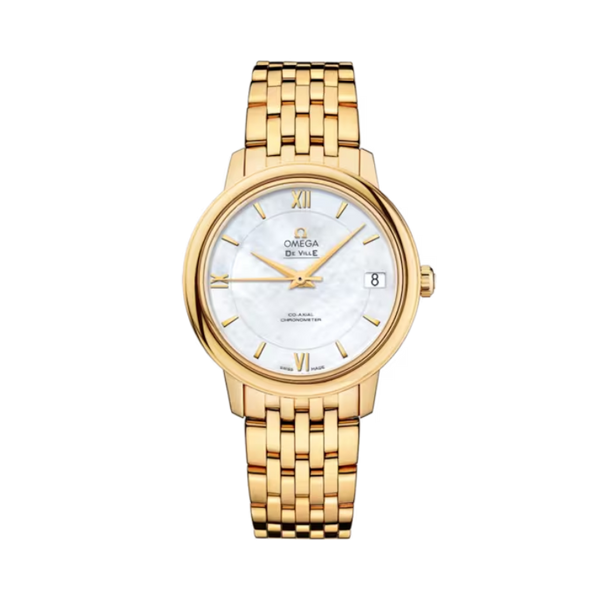 DE VILLE PRESTIGE 33 MM YELLOW GOLD WITH MOTHER OF PEARL DIAL