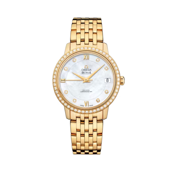 DE VILLE PRESTIGE 33 MM YELLOW GOLD WITH MOTHER OF PEARL DIAL