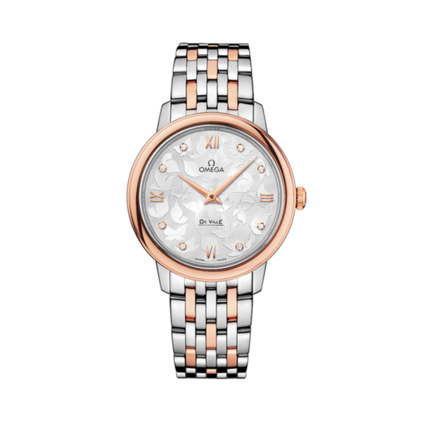 DE VILLE PRESTIGE BUTTERFLY 33 MM STAINLESS STEEL - RED GOLD WITH SILVER DIAL