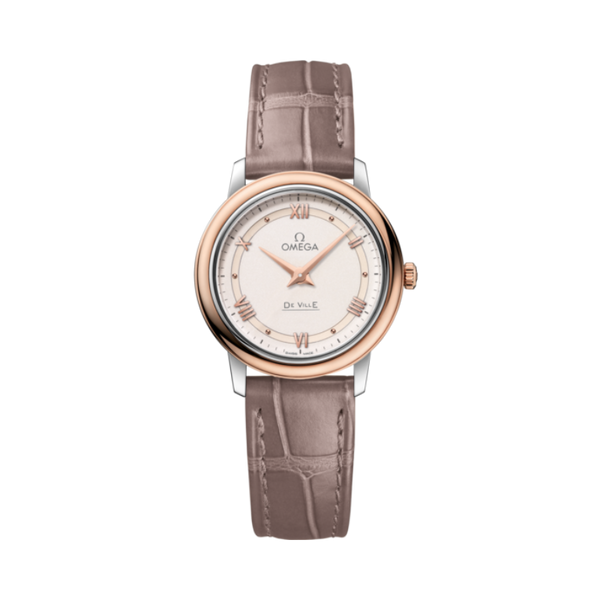 DE VILLE PRESTIGE 27 MM STAINLESS STEEL - RED GOLD WITH WHITE DIAL