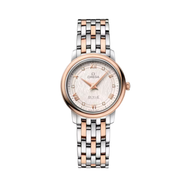 DE VILLE PRESTIGE 27 MM STAINLESS STEEL - RED GOLD WITH SILVER DIAL