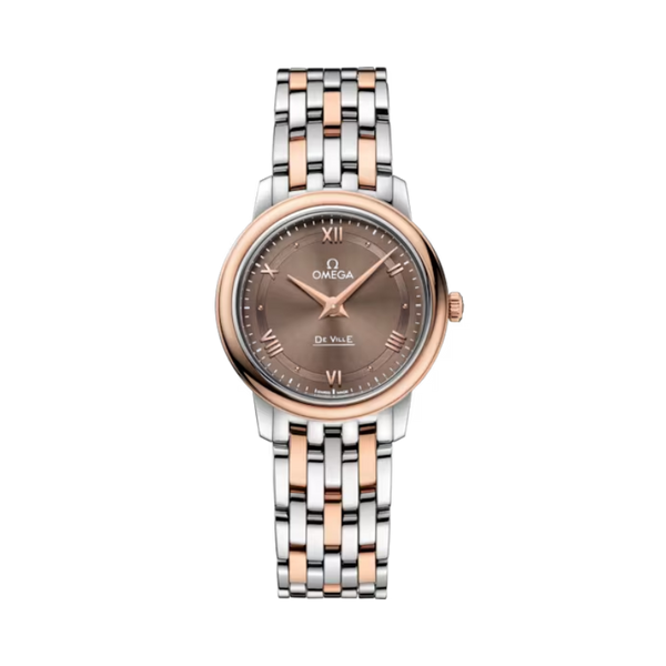 DE VILLE PRESTIGE 27 MM STAINLESS STEEL - RED GOLD WITH BROWN DIAL
