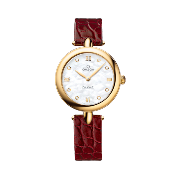 DE VILLE PRESTIGE DEWDROP 27 MM YELLOW GOLD WITH MOTHER OF PEARL DIAL