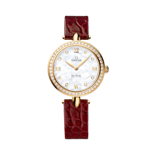 DE VILLE PRESTIGE DEWDROP 27 MM YELLOW GOLD WITH MOTHER OF PEARL DIAL
