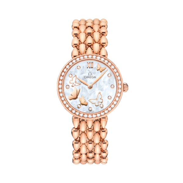 DE VILLE PRESTIGE DEWDROP 27 MM RED GOLD WITH MOTHER OF PEARL DIAL
